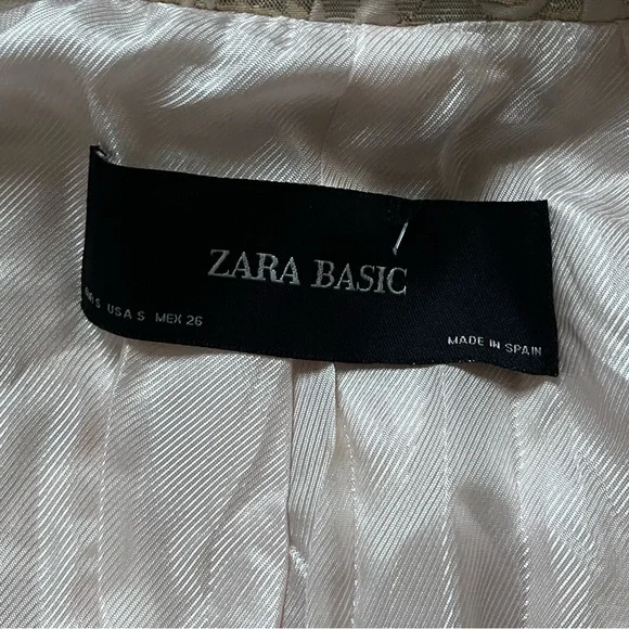 NEW Zara Jacquard Rose Gold Metallic Blazer